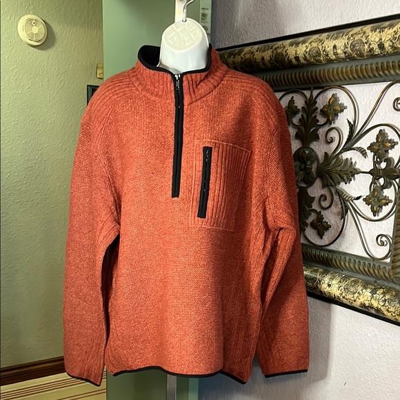 The Territory Ahead Men’s Sweater Wool black and Orange 1/4 Zip Up Sz M - Picture 1 of 11